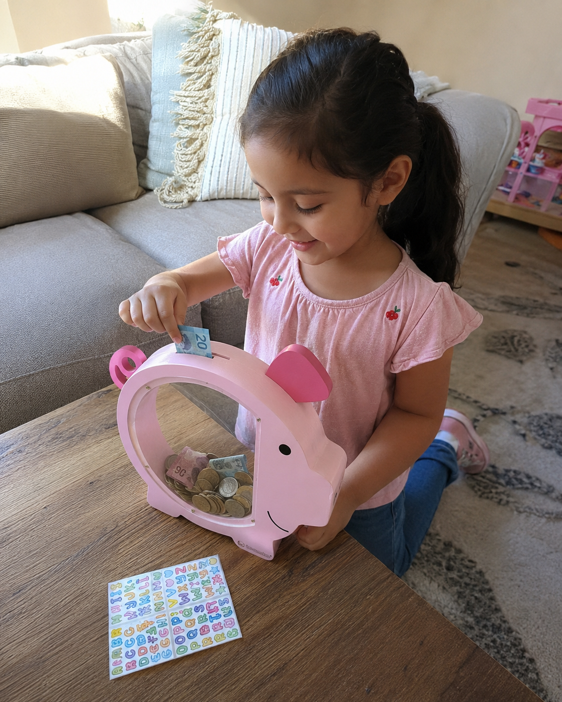 Alcancía Infantil de Madera (Rosa)